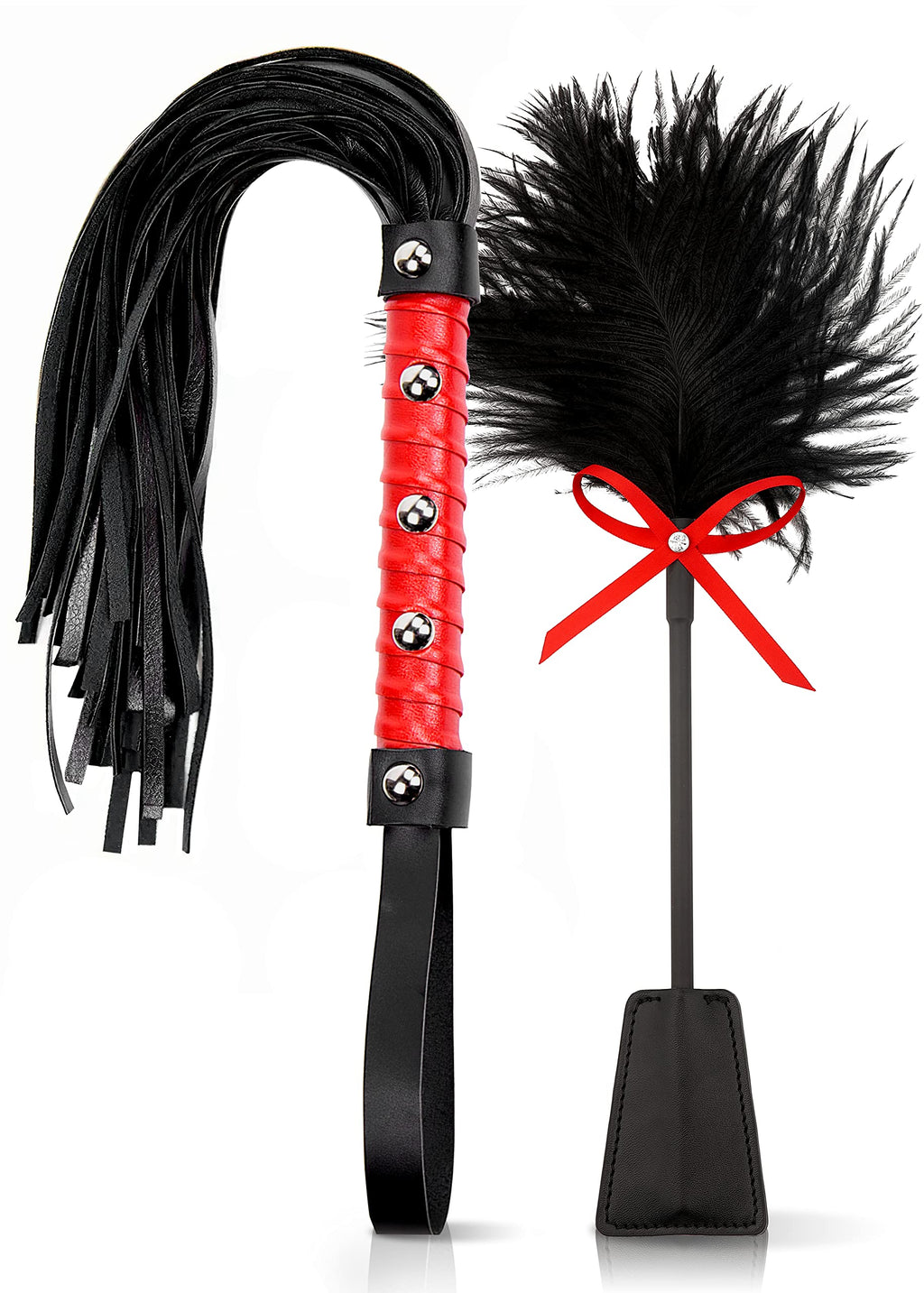 Faux Horse Set, Riding Whips for Horses, Feather Tickler, French Tickler, Short Whip Horse Red