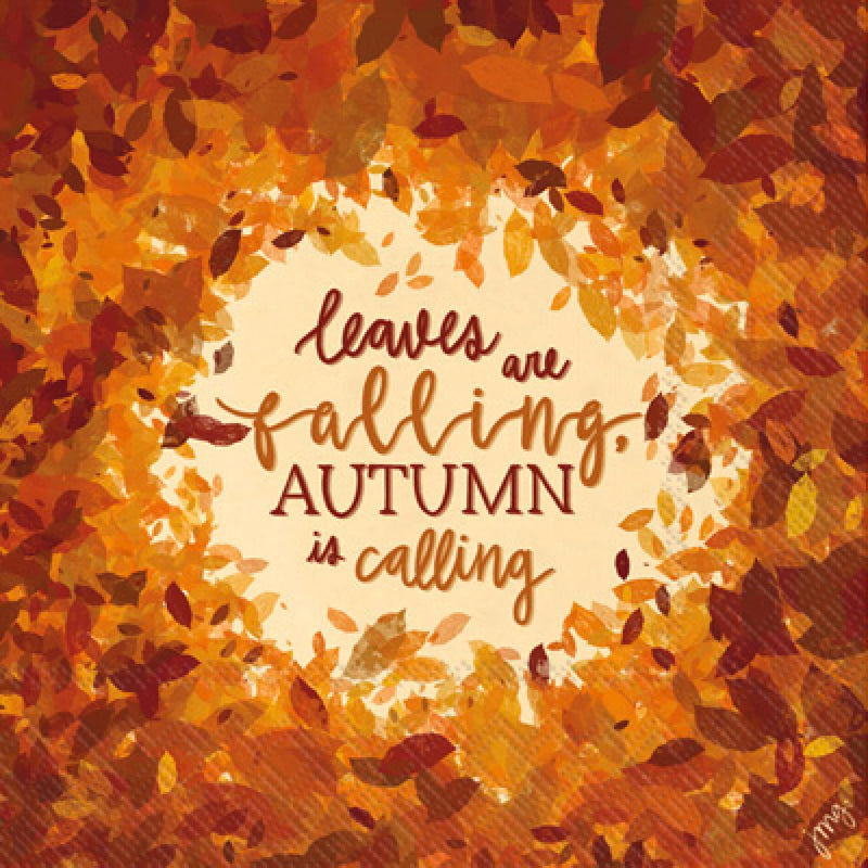 Autumn is Calling Cocktail Napkins - 40 Count 2 Packages of 20CT - Vibrant Fall Leaves Design - 5"x5" Folded - Made in Germany - BeesActive Australia