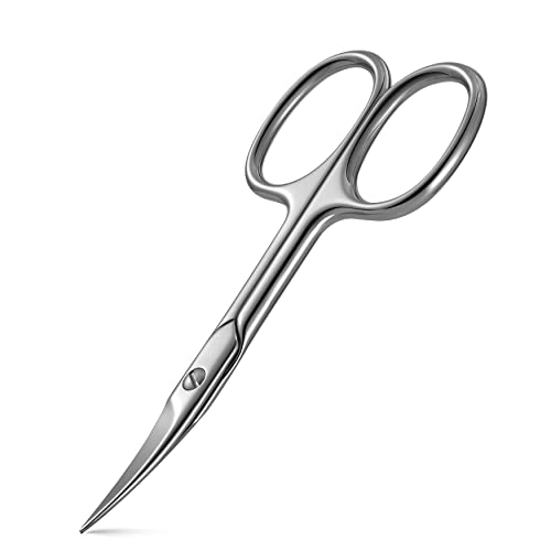 BEZOX Nail Scissors with Sharp Curved Blade - Nail Maintenance Toenail and Fingernail Scissor with Ergonomic Design for Men & Women Shiny Silver