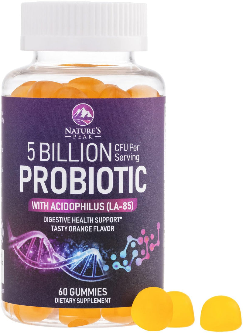 Probiotic Gummies - 6 Premium Probiotic Strains - Daily Gut Health Pro Biotic Gummy Supplement for Women, Men & Teens, Natural Digestive Health Support, “Good” Gut & Immune Support - 60 Gummies 60 Count (Pack of 1)