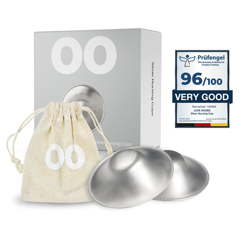 The Original Silver Nursing Cups, LoveNoobs Silver Nipple Covers Breastfeeding, XL Nipple Shields for Nursing Newborn, Post Partum Recovery, Baby Essentials, Silver Nipple Shield, Nickel-Free X-Large - BeesActive Australia
