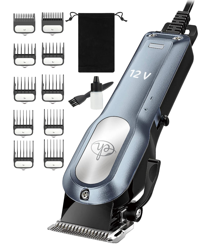 Dog Clippers for Grooming with 12V High Power Plug-in for Thick Heavy Coats Quiet, Pet Electric Professional Hair Grooming Clippers kit with 10 Metal Guard Combs Brush for Dogs Cats Pets (Navy) Navy - BeesActive Australia