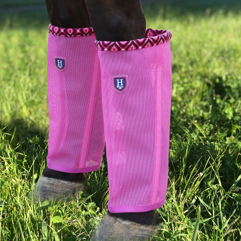 Fine Mesh Fly Boots Loose Fitting & Non-Slip Horse Fly Leggings Fleece Air Flow (Set of 4) Hot Fuchsia Mini - BeesActive Australia