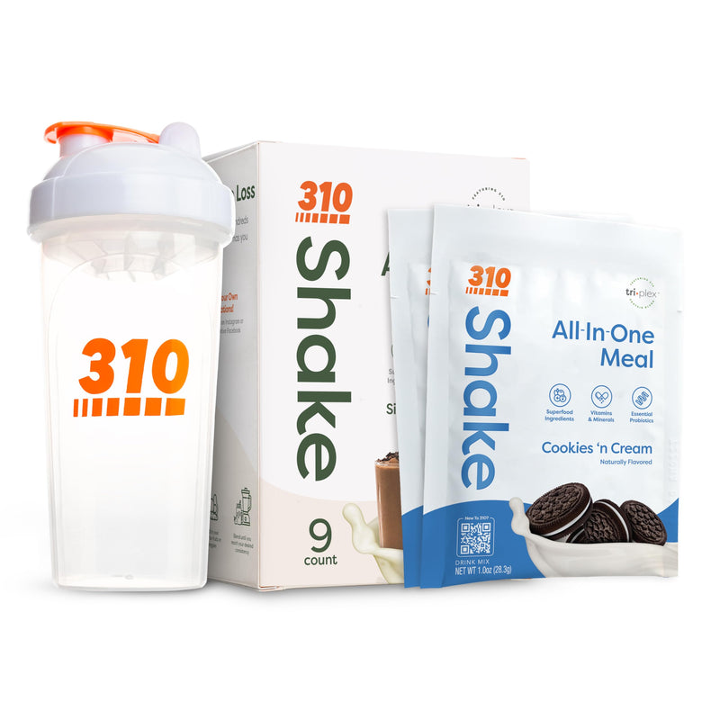 310 Nutrition All-in-One Meal Replacement Shake Powder w/Shaker Cup Starter Kit - High Protein Fiber Rich Vegan Superfood Blend - Sugar-Free, Keto & Paleo Friendly, Low Carb - Cookies N Cream 9 ct 1 Ounce (Pack of 1) - BeesActive Australia