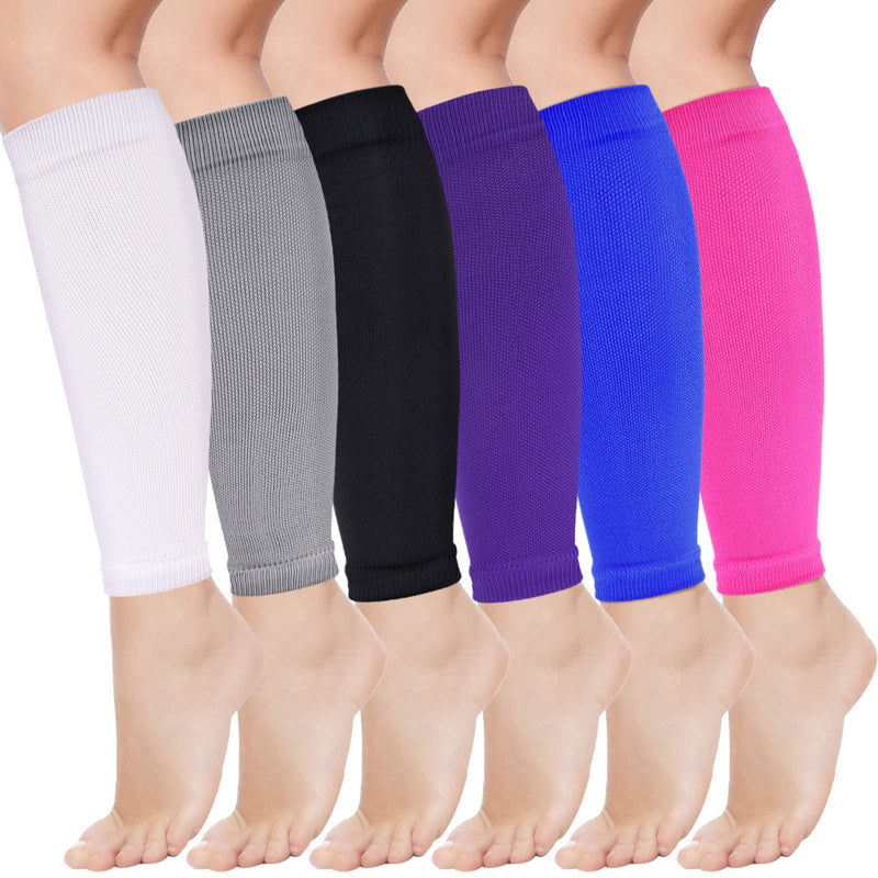 Geyoga 6 Pairs Calf Compression Sleeve for Men Women Football Leg Sleeve Elastic Calf Support Sock for Sports Cycling Running Basketball X-Large