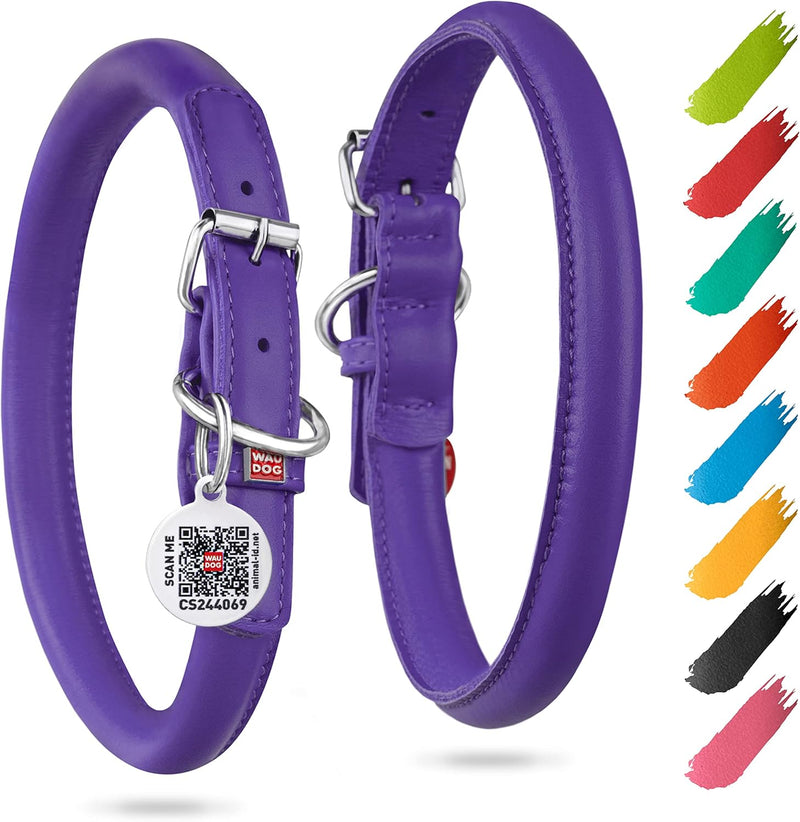 MUROM Rolled Leather Dog Collar Adjustable Round Rope Pet Collars for Small Medium Large Dogs Puppy - BeesActive Australia