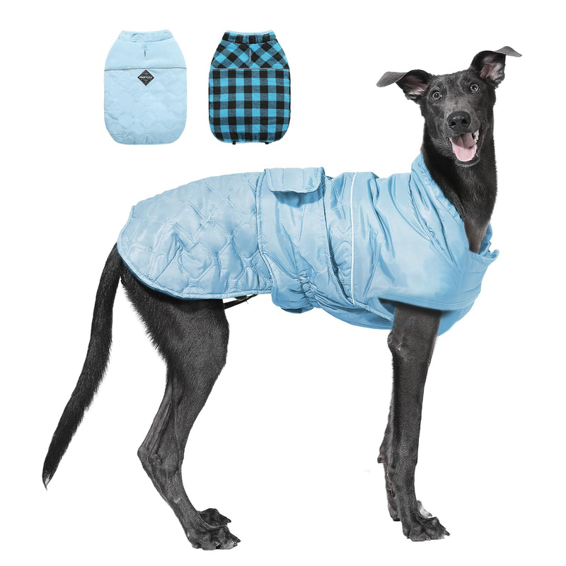 PAWZ Road Dog Winter Coat with 5 Layers Warm Material, Reversible Dog Clothes with 2 Sides, Dog Jacket Outdoor Water Repellent, (Blue Plaid 3XL) 3X-Large (Pack of 1) Blue Plaid - BeesActive Australia