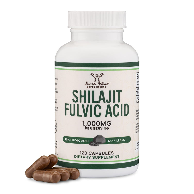 Shilajit Pure Himalayan Capsules (20% Fulvic Acid Supplement) 1,000mg of Authentic Shilajit Extract per Serving, 120 Count (High in Trace Minerals, No Fillers) by Double Wood - BeesActive Australia