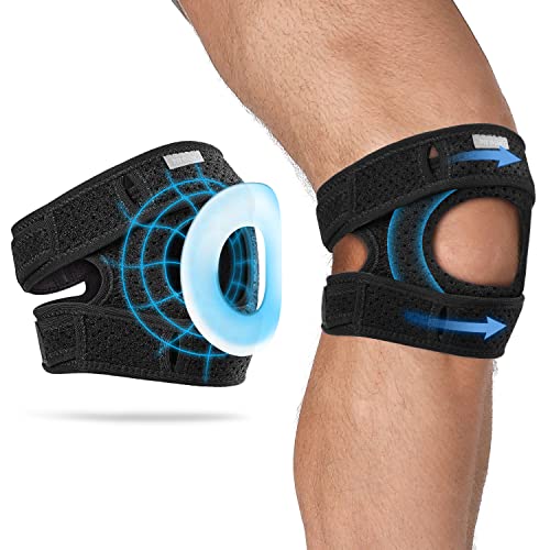 Fit Geno Patella Knee Brace for Women and Men, Patellar Tendon Support Strap with Side Stabilizers, Knee Band with Patella Gel Pads for Meniscus Tear Arthritis Pain Injury Running Large
