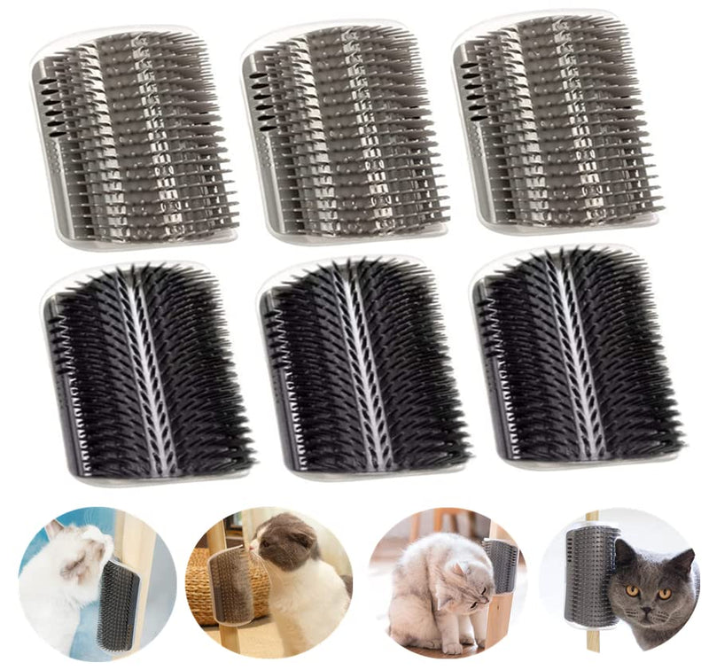 6 Pack Cat Self Groomer with Catnip Pouch Wall Corner Groomers Cat Face Scratcher Pet Grooming Brush Massage Combs for Cats Fur Pets Dog Kitten Puppy(Black & Gray) 3 Grey+3 Black - PawsPlanet Australia