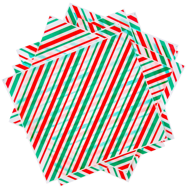 Zezzxu 100 Sheets Christmas Wax Paper - 8.5" × 9.8" Xmas Food Parchment Paper Grease Proof Deli Basket Liners for Wrapping Cookies, Goodies, Sandwich Xmas Stripe Pattern - BeesActive Australia