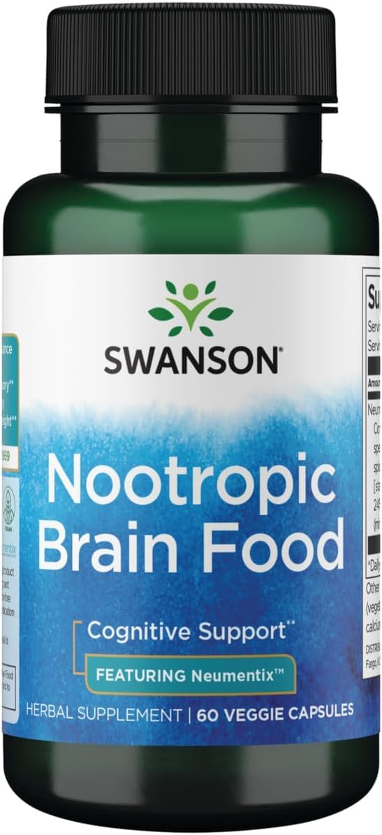 Swanson Premium Brand Nootropic Brain Food - Featuring Neumentix 450 mg 60 Veg Caps | Promotes Cognitive Performance and Reactive Agility, Supports Working Memory and Daytime Focus without Disrupting Sleep