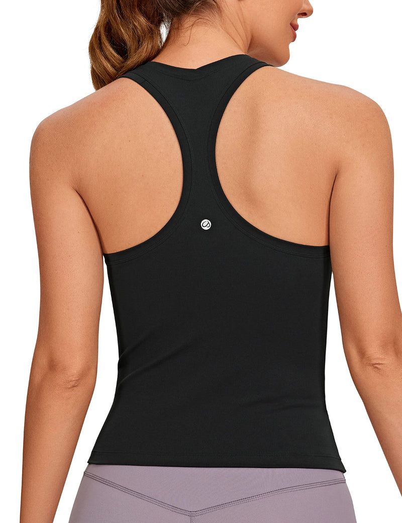 CRZ YOGA Butterluxe Racerback Tank Tops for Women - Yoga Workout Casual Gym Athletic Camisole Tight Sleeveless Shirts Medium Black