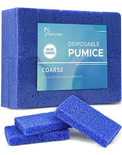 Maryton Disposable Pedicure Pumice Stone for Feet Scrubber, 40PCS Blue 40 Count (Pack of 1)