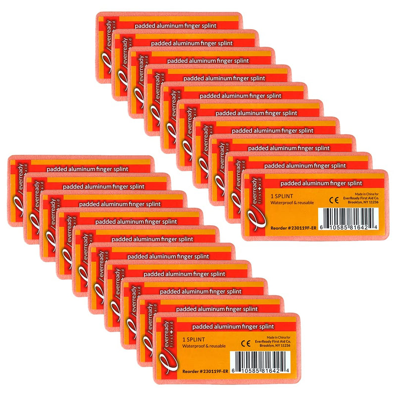 Ever Ready First Aid Padded Aluminum Finger Splints 4" x 2" - 20 Count 4x2 Inch (Pack of 20)