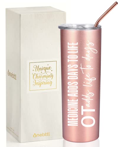Onebttl Occupational Therapist Gifts for Women, Appreciation Gifts for OT on World Occupational Therapy Day, Birthday and Christmas, 20 oz Insulated Stainless Steel Tumbler-OT Adds Life to Days