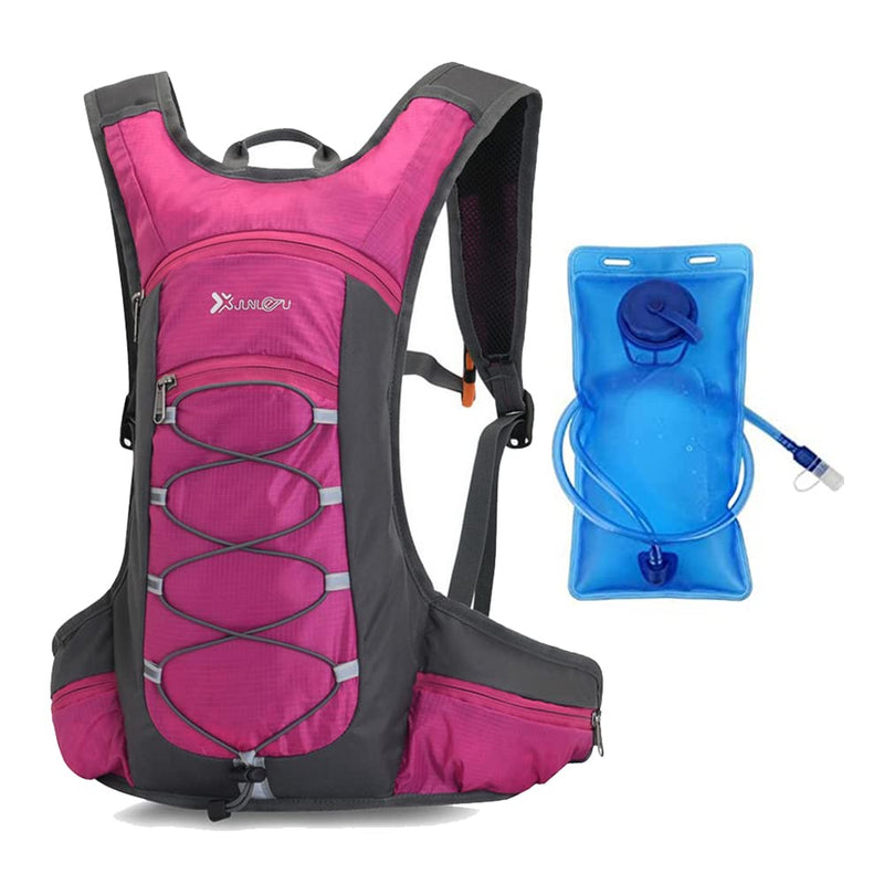 Croogo Hydration Backpack Running Backpack with 2L Water Bladder Lightweight Hydro Water Pack Cycling for Men Women,Red-OT05 OT05-Rose Red-SD
