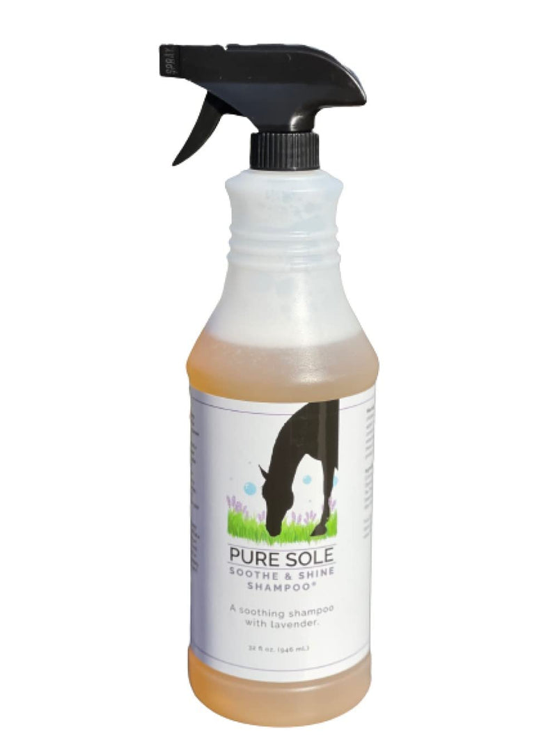 Horse Shampoo - Pure Sole Soothe & Shine Shampoo - Deep Cleaning Moisturizing Shampoo for Body, Mane and Tail - Hydrates Skin and Conditions Coat | Convenient Sprayer for Spot Cleaning - 32 oz. - BeesActive Australia