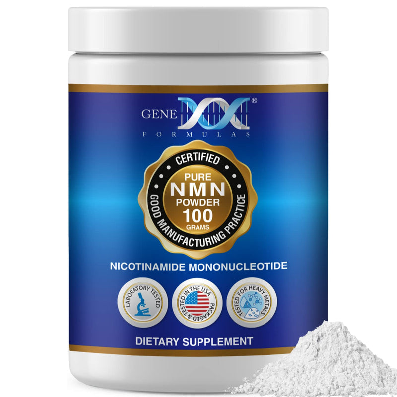 Genex Formulas Pure NMN Powder 1 Gram Dose 99.9% Pure NMN, 100 Grams | Instant Dissolve, Shelf Stable, Non-Synthetic, PVP Free, Ultra-Low Density, Made in a US-Based, GMP, NSF Certified Facility 1 Pack 100 g