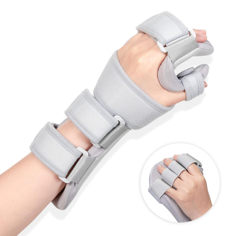 Fanwer Stroke Resting Hand Splint Left&Right, Hand Brace Splint for Stroke Patients - Functional Night Immobilizer Wrist Finger Brace Support for Straightening Fingers, Arthritis, Carpal Tunnel Syndrome (Left) Medium Left