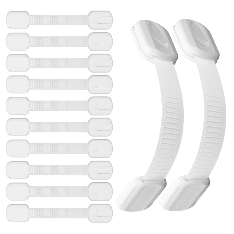 Child Safety Strap Locks 12 Pack Child Safety Locks Baby Proofing Drawers Locks Coolrunner Child Locks for Drawers, Cabinets, Dishwasher, No Tools or Drilling Required (White) White - BeesActive Australia