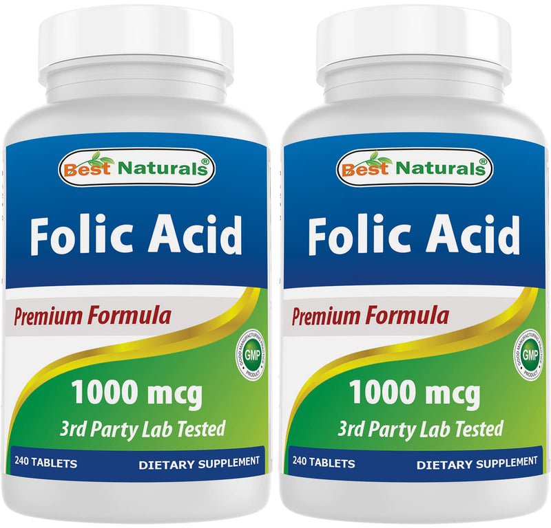 Best Naturals Folic Acid 1000 mcg (Vitamin B9), 240 Tablets (1000 mcg (Pack of 2)) 1000 mcg (Pack of 2)