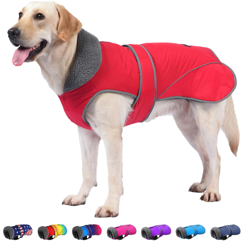 Dogcheer Dog Coat, Christmas Dog Jacket Waterproof Dog Winter Coat for Cold Weather, Reflective Dog Winter Jacket Warm Turtleneck Dog Snow Jacket Fleece Sweater for Small Medium Large Dogs - Red, M M(Chest Girth 18.1"-24.4", Back 13.8") Red-1 - BeesActive Australia