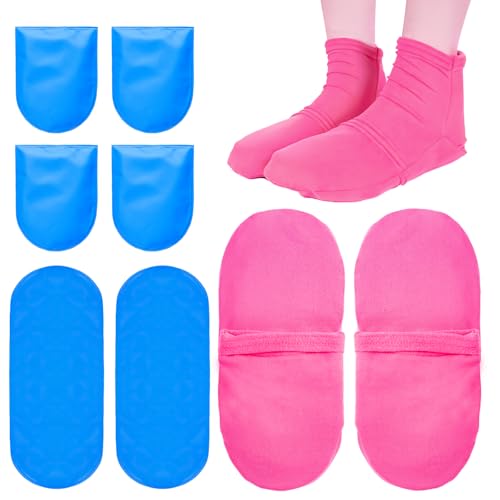 Reusable Cold Therapy Socks, Ice Pack for Feet Heels Injuries Swelling, Cold Pack Socks for Feet, Therapy Socks for Plantar Fasciitis, Neuropathy Chemotherapy, Pain Relief for Foot Ankle (Pink) Pink