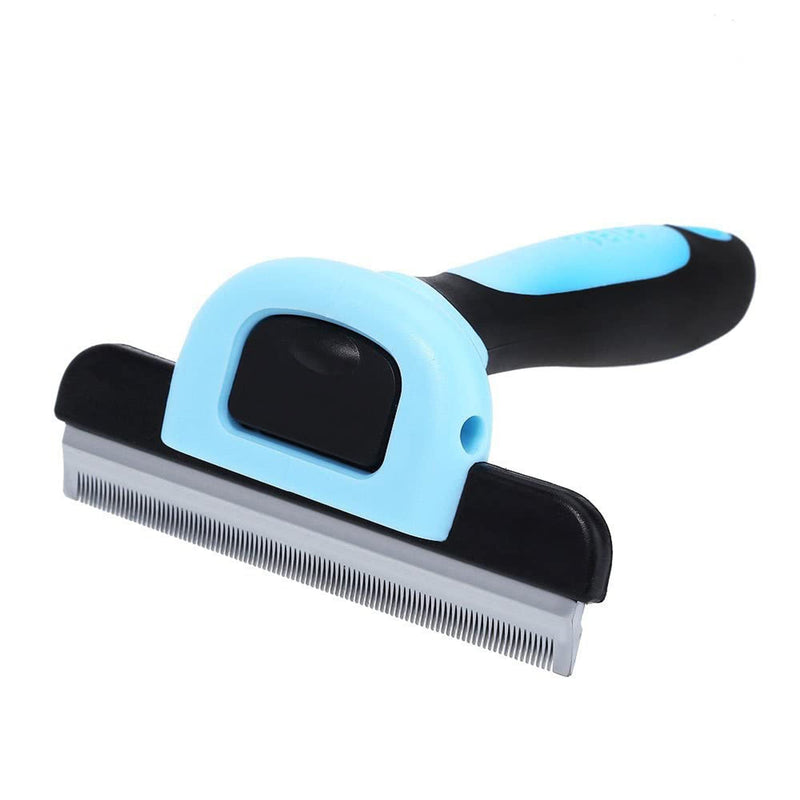 SunGrow Dog and Cat Deshedding Brush, Minimizes Shedding, Enhances Coat Health, Gentle on Skin, Suitable for Rabbits & Ferrets, 4" Steel Blade Blue ( 4” Blade ) - BeesActive Australia