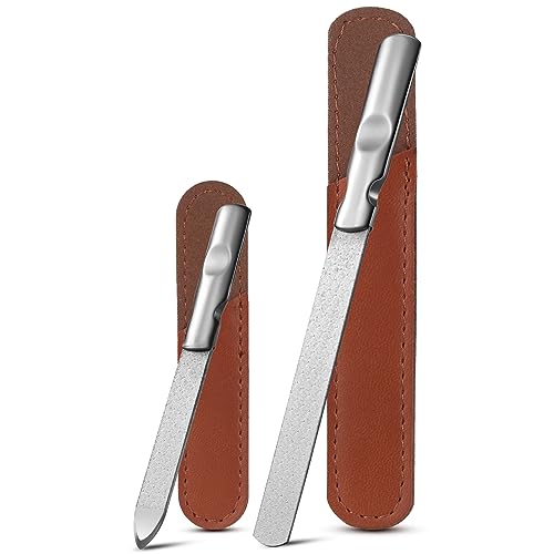 FVION Professional Metal Nail Files - 2 PCS, Double-Sided, Stainless Steel, Coarse & Fine Grit, Manicure & Pedicure Tool Set Medium