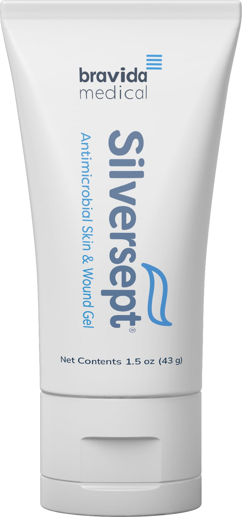 Silver-Sept-Silver Skin and Wound Gel 1.5 oz, Tube for Foot and Leg Ulcer Treatment, 1st and 2nd Degree Burn Care