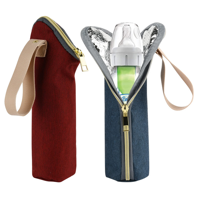 Beautyflier Baby Bottle Tote Bags, Travel Carrier Holder, Portable Breastmilk Storage, Suitable for Dr. Brown’s 2oz, 4oz, 8oz, Narrow (Dark Red + Dark Blue) Dark Red + Dark Blue - BeesActive Australia