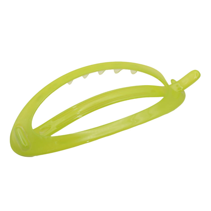 Parcelona French Oval Simple 4 1/4" Large Cellulose Acetate Metal Free Hair Barrette Clips Ponytail Non Slip Fashion Durable Styling Women Hair Accessories Hair Clip for Girls, Made in France(Neon Lemon Green) Neon Lemon Green - BeesActive Australia