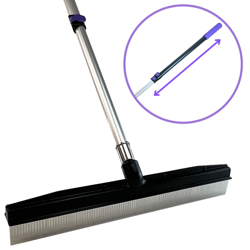 Room Groom PET Carpet Rake and Groomer with Telescoping 54 Inch Adjustable Handle, Rugs, and Artificial Turf, Purple Grip, Black/Purple - BeesActive Australia