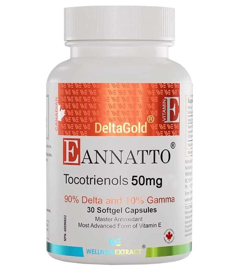 Eannatto Tocotrienols Deltagold Vitamin E Supplements Softgels, Tocopherol Free, Supports Immune Health, NON-GMO, Gluten Free & Antioxidant (50MG 30 Softgels). 30 Count (Pack of 1) - BeesActive Australia