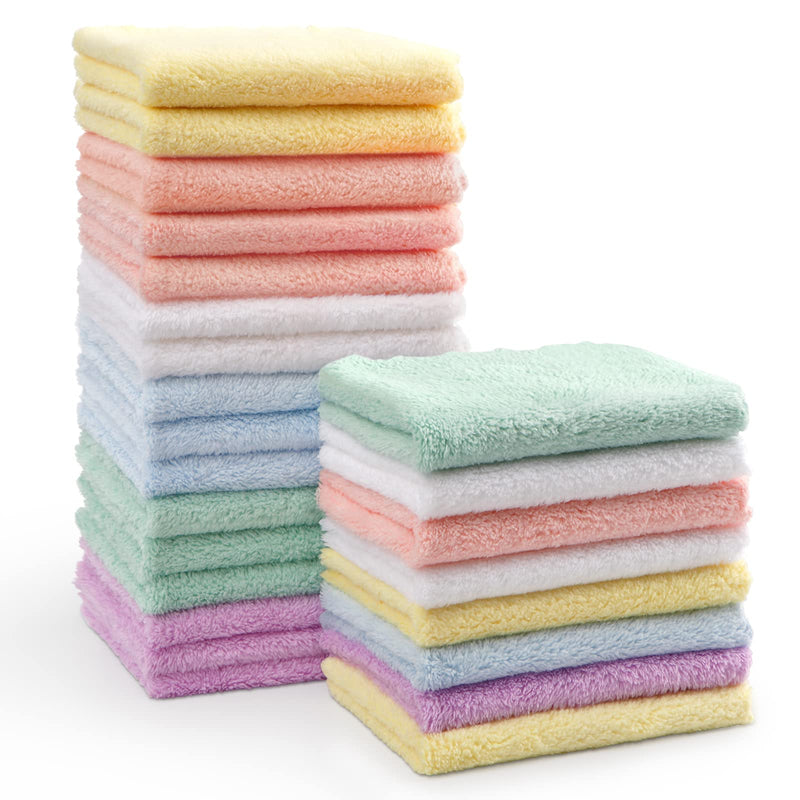 HOMEXCEL Baby Washcloths 24 Pack-Microfiber Coral Fleece Baby Bath Face Towel 7x9 Inch Extra Absorbent and Soft Burp Cloth and Wash Cloths for Newborn-Infants and Toddlers-Gentle On Sensitive Skin 7" x 9"(Pack of 24) - BeesActive Australia