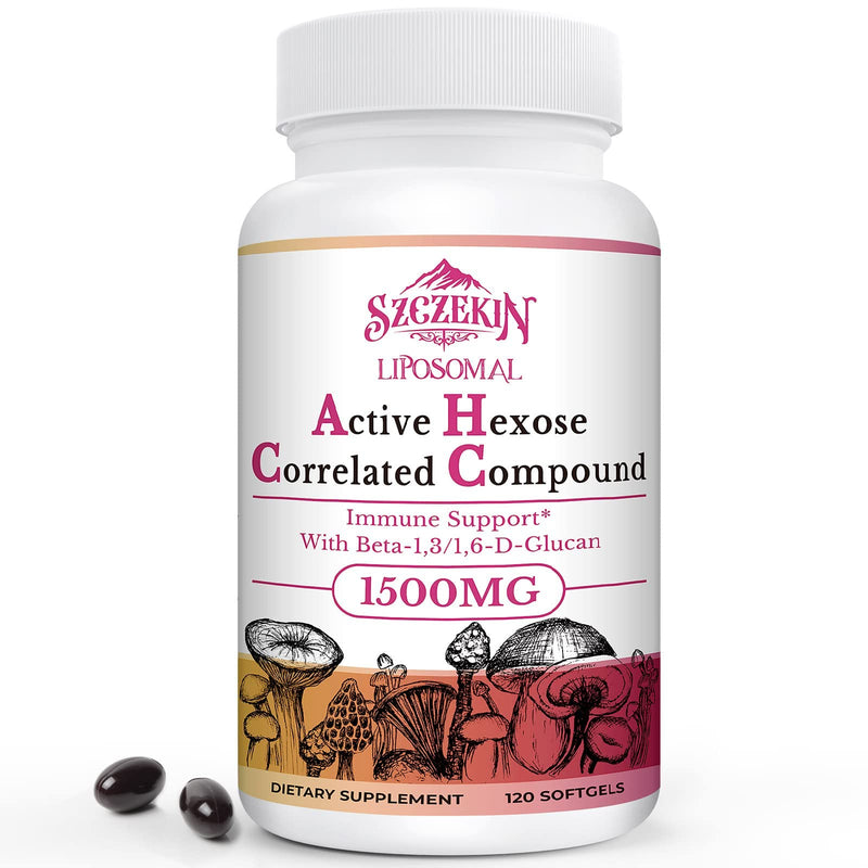 1500mg Liposomal Active Hexose Correlated Supplement,120 Soft Gels Beta-Glucans with Natural Mushroom Extract, Immune System, Liver Function, Maintain T-Cell & Killer Cell Activity 120 Count (Pack of 1)