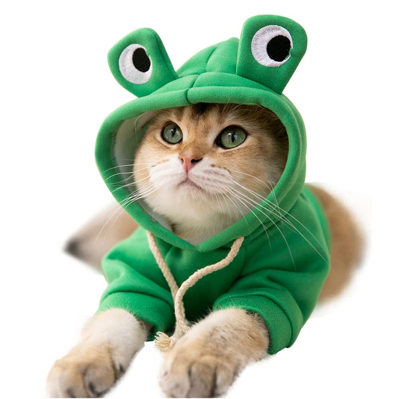 Hoodies Funny Costume for Cat and Puppy Cute Frog Cosplay Clothes for Pets Soft Knitwear (Green Frog, L Pet Weight:8.8~12.1Lbs) Green Frog - BeesActive Australia