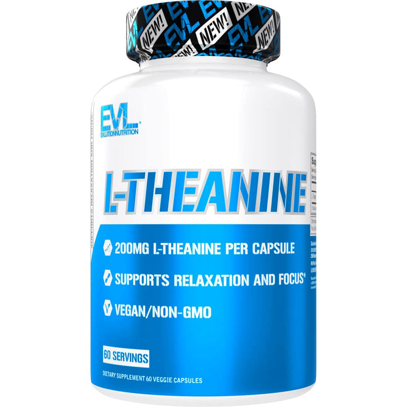 EVL L-Theanine 200mg Capsules for Focus & Relaxation - 60 Servings | Nootropic Formula With 200Mg L-Theanine Per Serving Supports Attention, Mental Energy, Mood And Daily Focus 60 Count (Pack of 1)