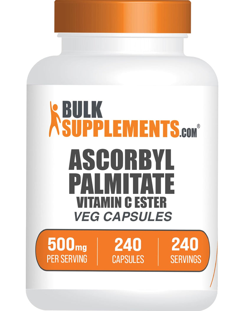 BulkSupplements.com Ascorbyl Palmitate Capsules - Vitamin C Ester, Vitamin C Supplement - Vegan & Gluten Free, 1 Capsule per Serving (500mg), 240 Count (Pack of 1)