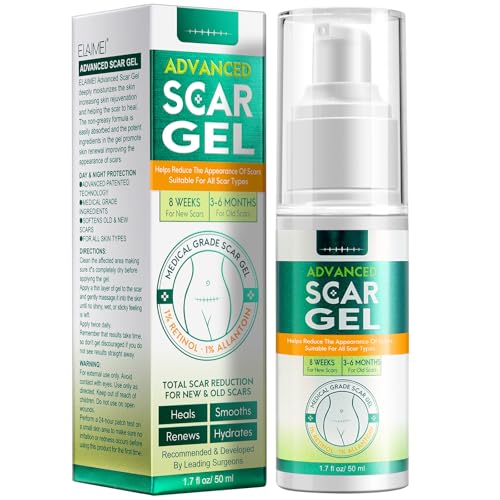 Scar Gel, Scar Removal Cream, Scar Treatment for Surgical Scars, Acne, Burn, C-Section, Keloid, Burn, Acne, Tummy Tuck, Remover Scar for Old or New, Kids, Men, Woman, 50Ml