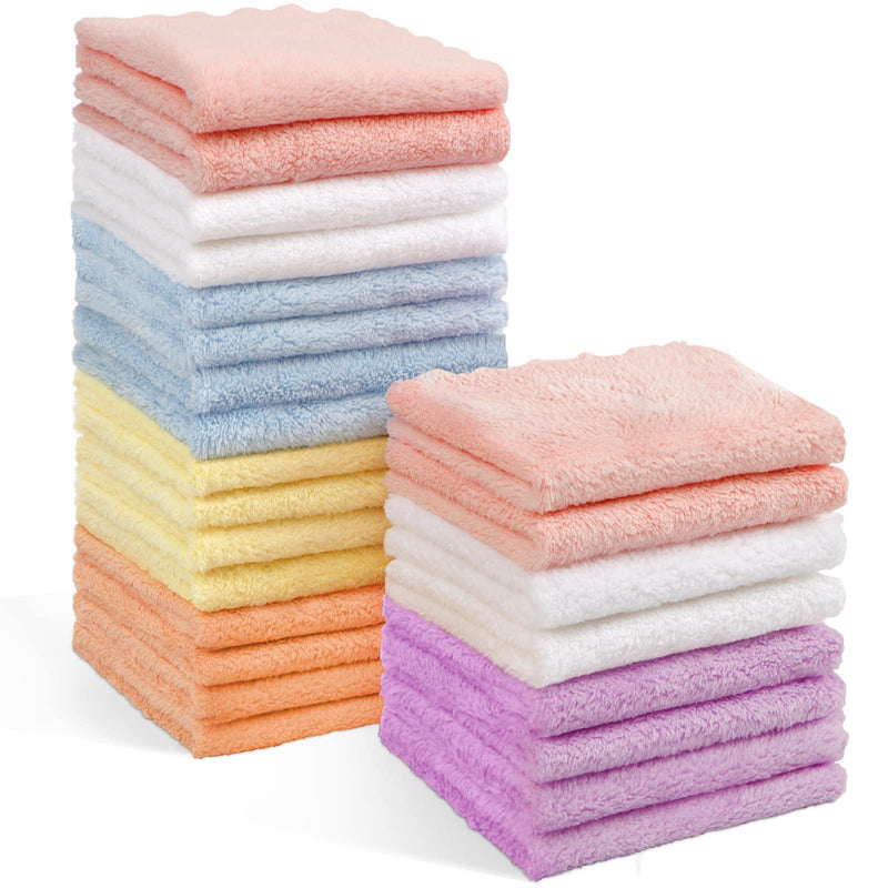 Orighty 24-Pack 7''x9'' Microfiber Coral Fleece Baby Washcloths - Super Soft, Absorbent, Gentle on Newborns, Infants and Toddlers 24 Pack(7x9 inch) - BeesActive Australia