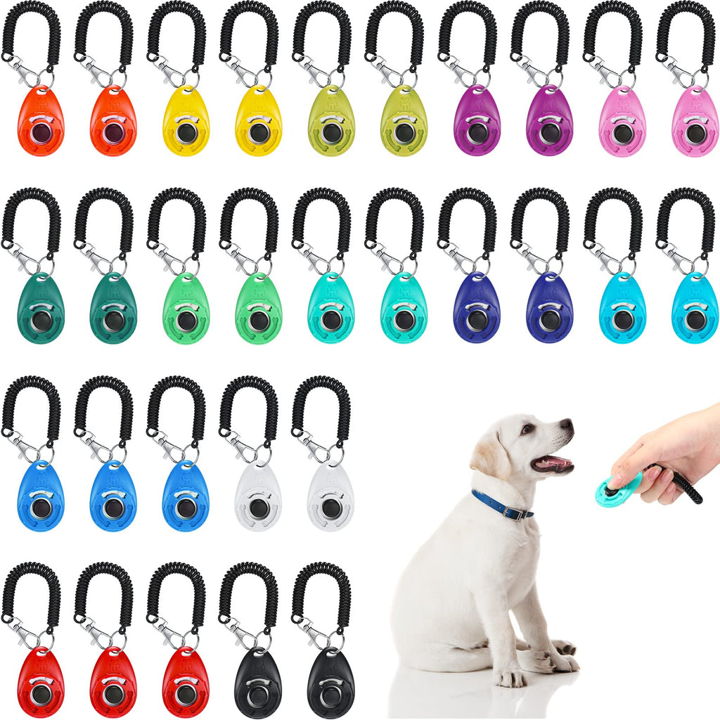 30 Pcs Dog Training Clicker Pet Training Clicker with Wrist Strap Dog Clicker Cat Clicker Pet Clicker Bird Clicker Puppy Training Supplies for Dogs Cats Horses Birds Behavioral Training Accessories