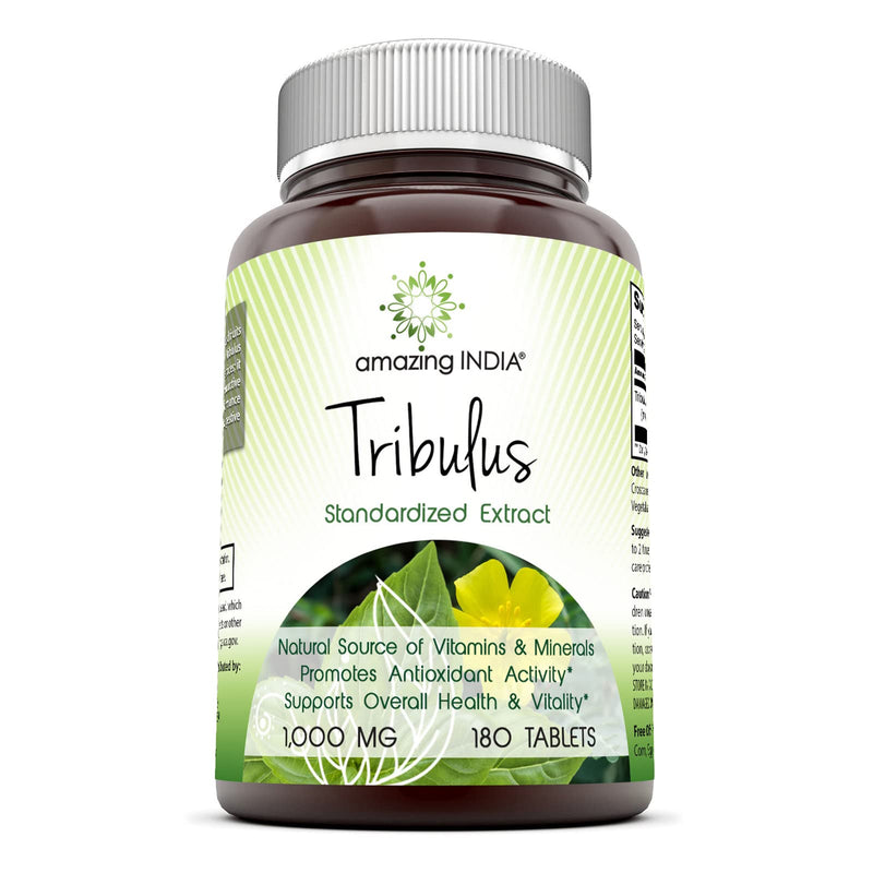 Amazing India Tribulus Extract Dietary Supplement - 1000MG Tablet (Non-GMO) - Standardized to contain Min. 45% Saponins - Promotes Cardiovascular Health, Immune System (180) - BeesActive Australia