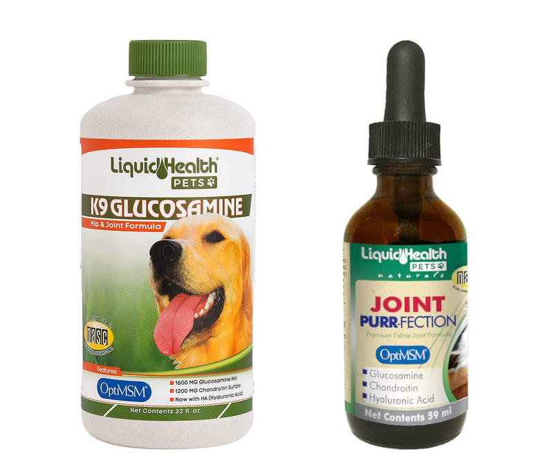 LIQUIDHEALTH Pets K9 Glucosamine Chondroitin Supplement for Dogs & Puppies & Joint Purr-Fection Hip & Joint Glucosamine Drops for Cats & Kittens - Pet Supplement Bundle for Joint Health & Mobility - PawsPlanet Australia