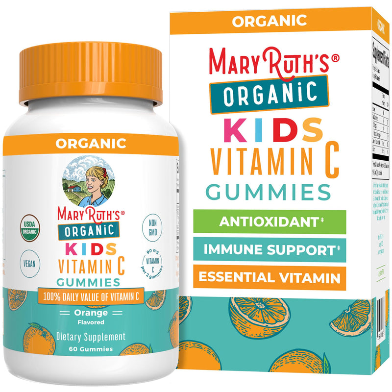 MARYRUTH'S Kids Vitamin C Gummies, 60 Servings, Immune Support Supplement | USDA Organic, Vegan, Non-GMO, Gluten Free