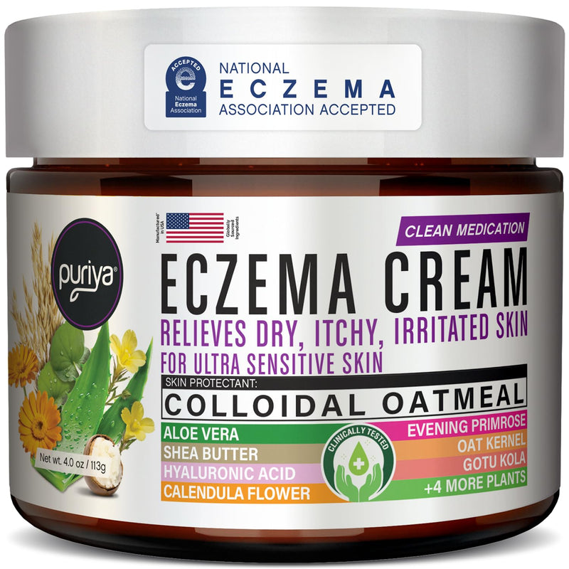 Puriya 5-in-1 Eczema Cream for Kids, Baby, Toddler, Adults, Advanced Colloidal Oatmeal Lotion for Dry, Itchy Skin Relief on Face and Body, Clinically Tested, Intensive Moisturizing Eczema Treatment - BeesActive Australia