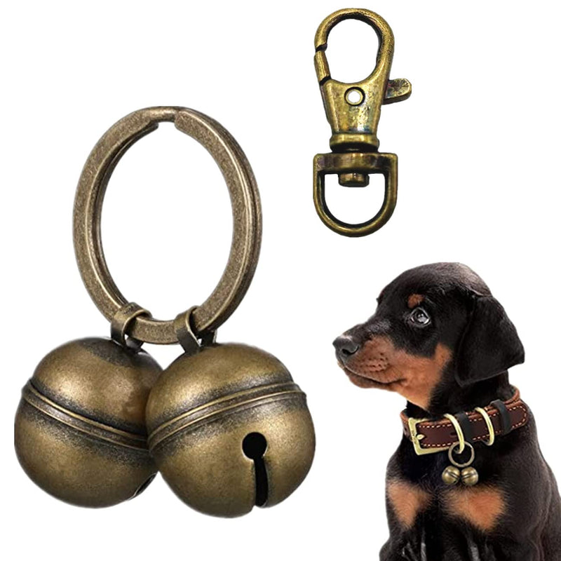 Cat Dog Collar Copper Bells Brass with Key Ring Clip Vintage Bronze Jingle Bells for Pet Tracking - BeesActive Australia