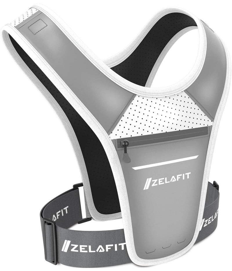 ZelaFit™ Running Vest for Women & Men Running Phone Holder – Perfect for Running Gear, Running Accessories, Running Essentials - Lightweight Chest Rig Phone Holder for Running (Silver) Silver