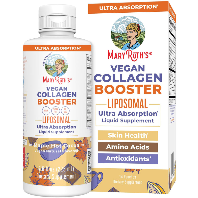 MARYRUTH'S Vegan Collagen Booster Liposomal, Sugar Free, Non-GMO, 7.6 Fl Oz | Sugar Free, Liquid Collagen Booster with Vitamin C, 250mg Amino Acids, Skin Care & Joint Support Supplement